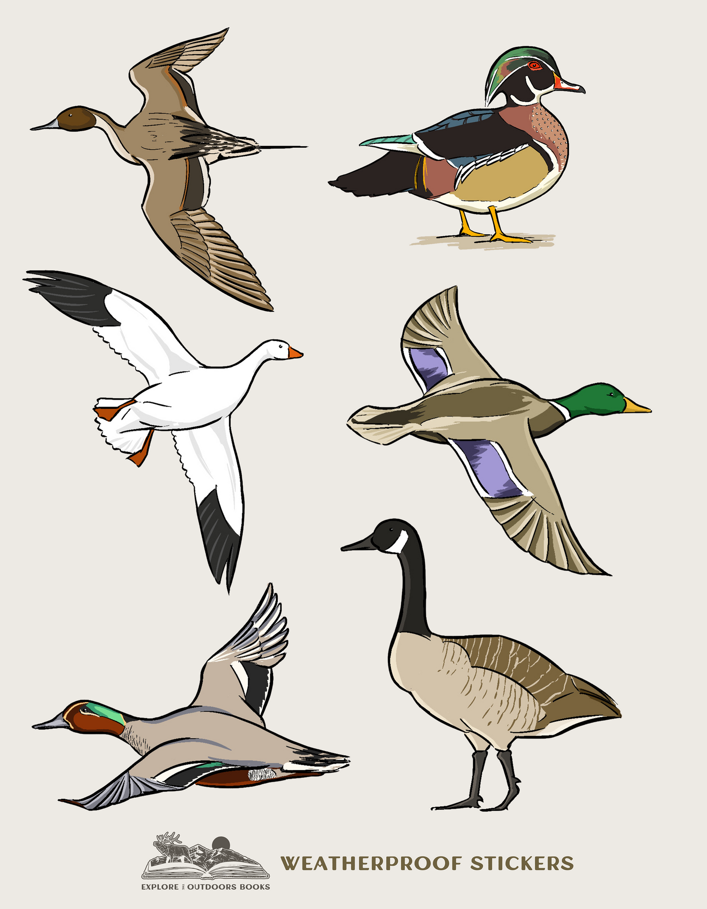 Waterfowl Weatherproof Sticker Sheet